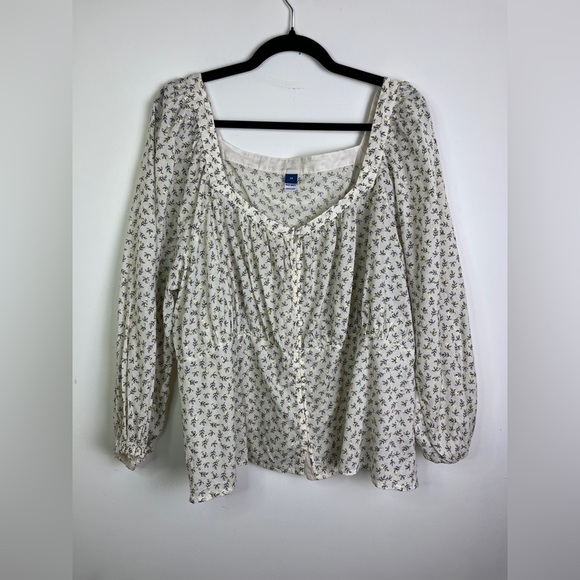 NWT Old Navy 2X Square Neck Ditsy Floral Peasant Blouse Cottagecore Fall Boho - Picture 10 of 12